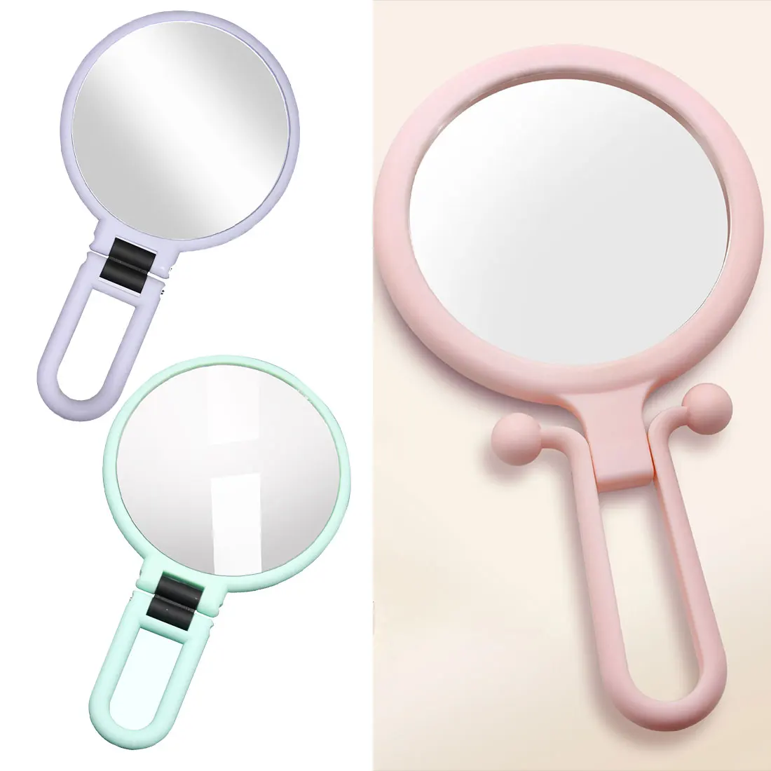 CASBathroom-Miroir de maquillage grossissant U100, miroir à main portable et pliable, outil de maquillage double face