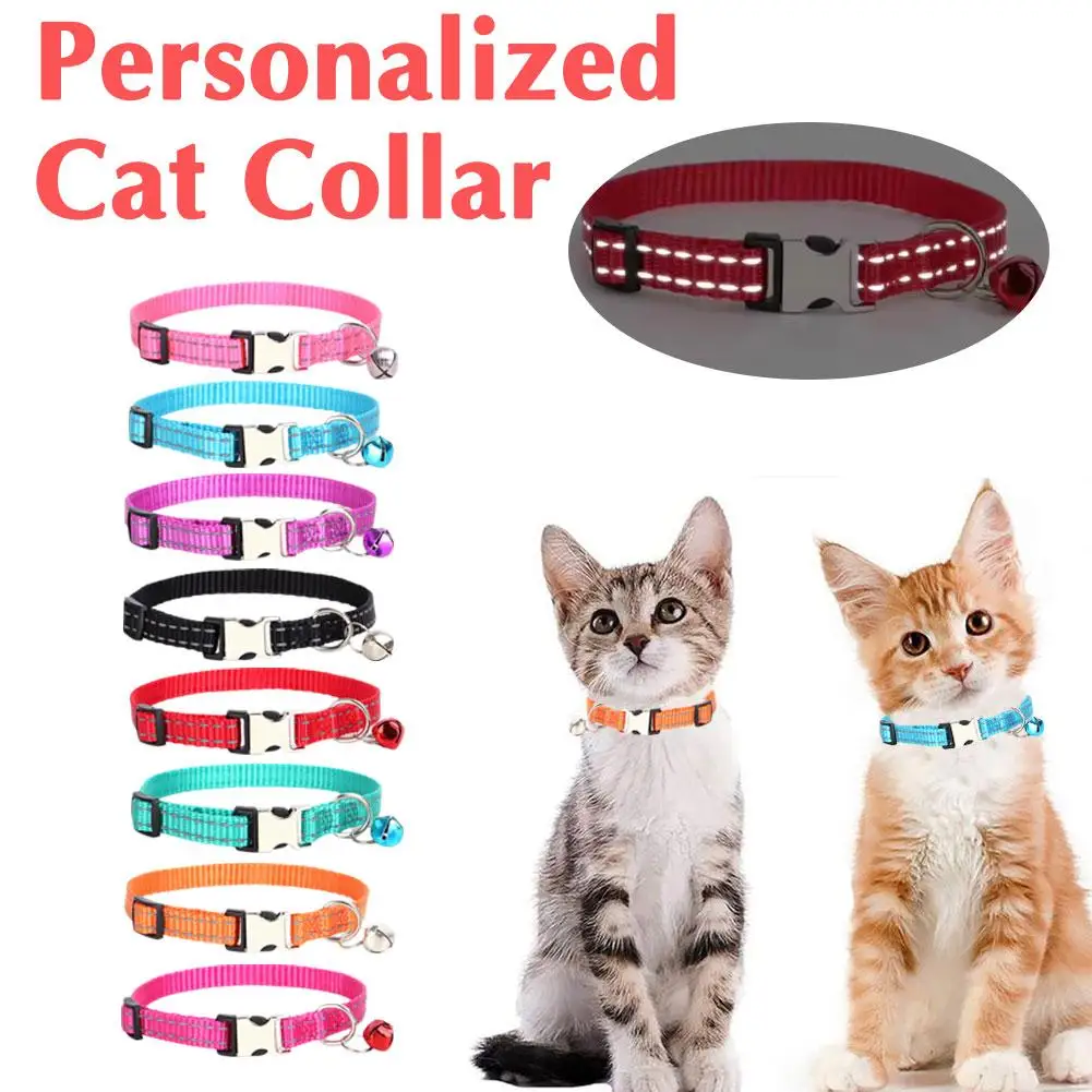 11color Cat Reflective Collar 19-30cm Adjustable Size Can Add Pet Information For Personalization Night View With Anti-lost S7S1