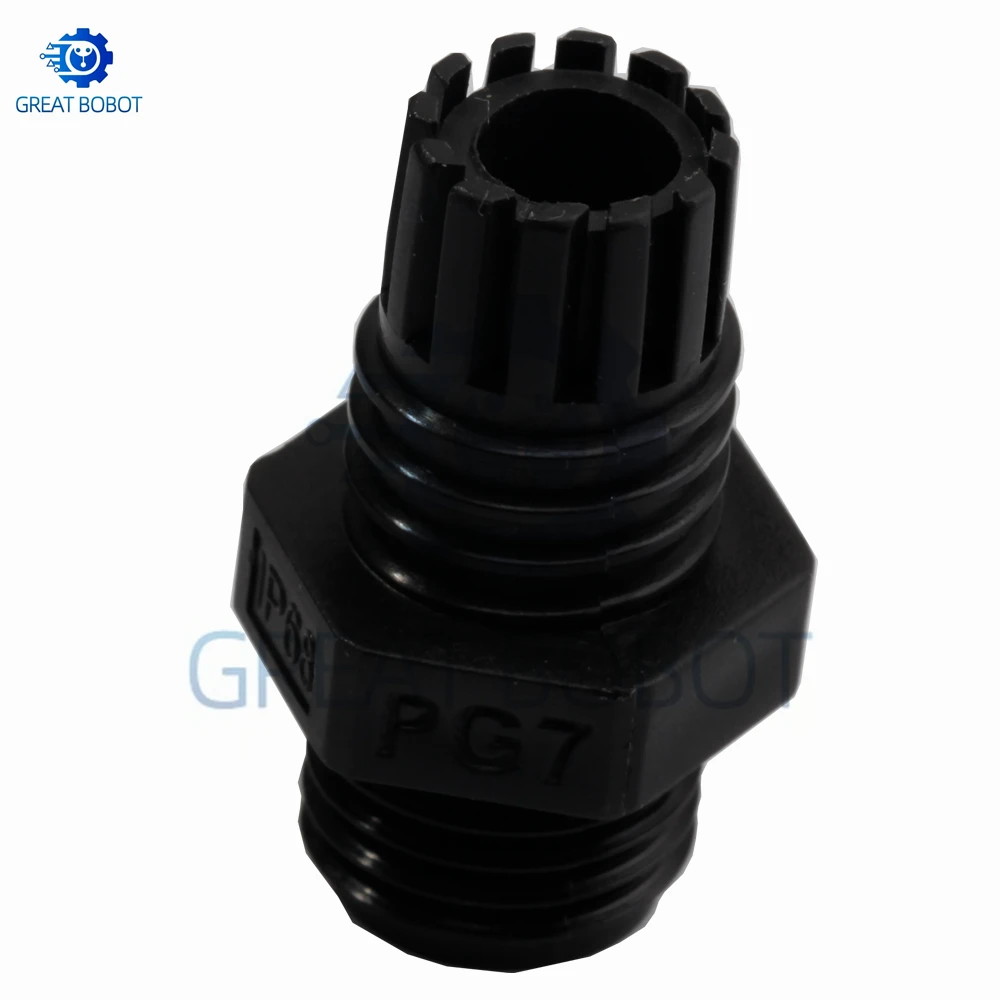 PG7 Nylon Cable Gland, Black Waterproof Reinforced Cord Grip for Electrical Junction Box Wiring