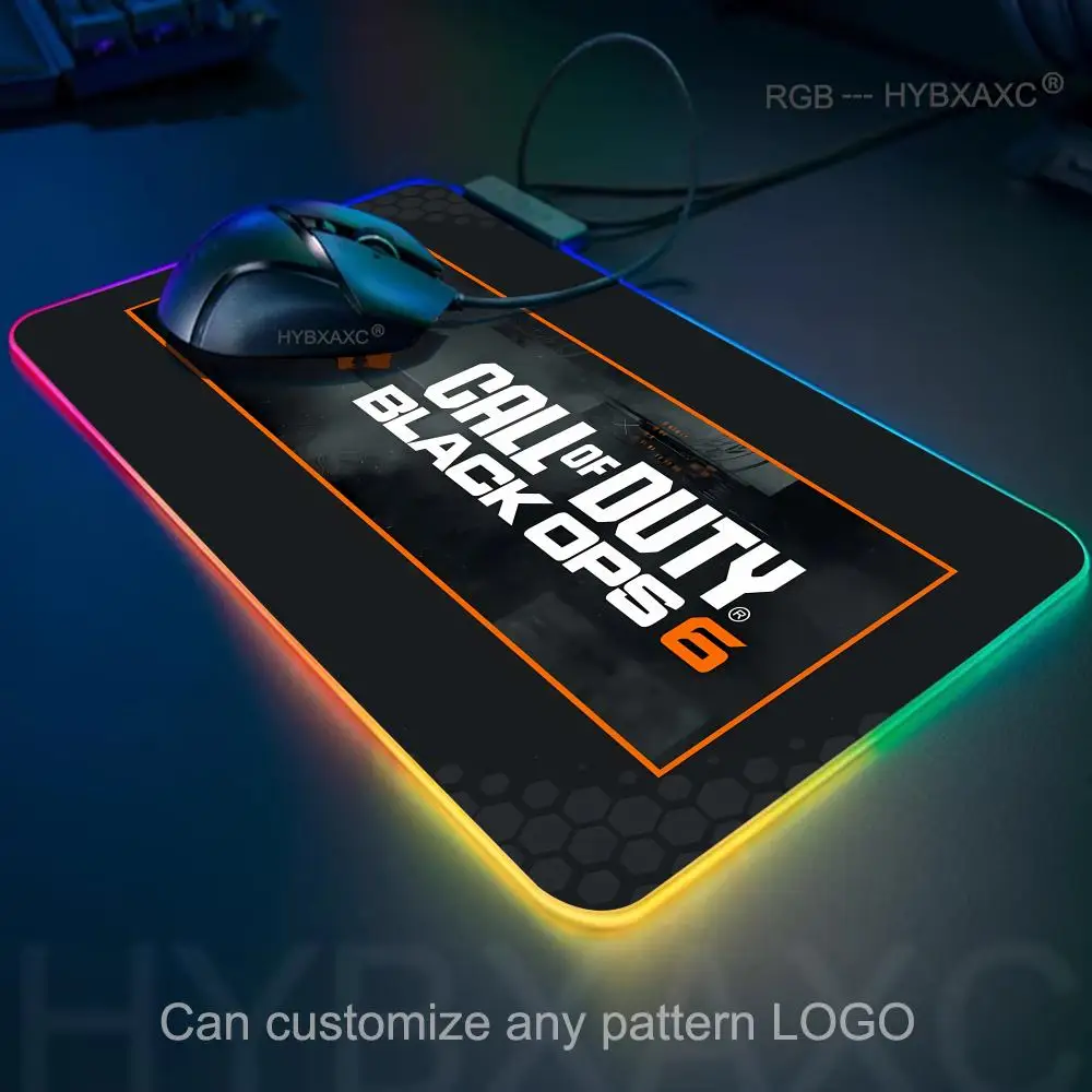 ゲームコールオブD-デューティブラックオプス6 SマウスパッドRGB LEDライト滑り止めラバーベース防水オフィスPCホームベストプライスデスクマット