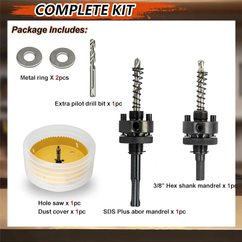 

Кольцевая пила VOFUN-6-19/64, для встраиваемого освещения, пылесборник для кольцевой пилы для встраиваемого освещения, 6 дюймов, включает в себя шестигранный хвостовик 3/8 дюйма и SDS Plus Arbor