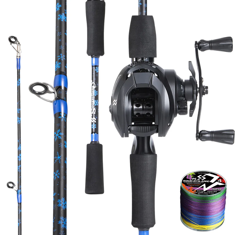 

Набор для рыбалки Sougayilang M Power: удилище для бейткастинга 1.68м/1.8м, передаточное число 6.3:1, тяга 8кг, карбоновое волокно, снасти для пресноводной рыбалки