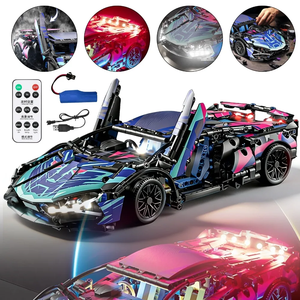 Ce kit de construction de voiture de sport à l'échelle 1:14 présente un modèle de voiture de course technologiquement avancé avec des lumières LED. Très prisé par les collectionneurs, c'est un choix idéal pour les cadeaux créatifs et la décoration intérieure.