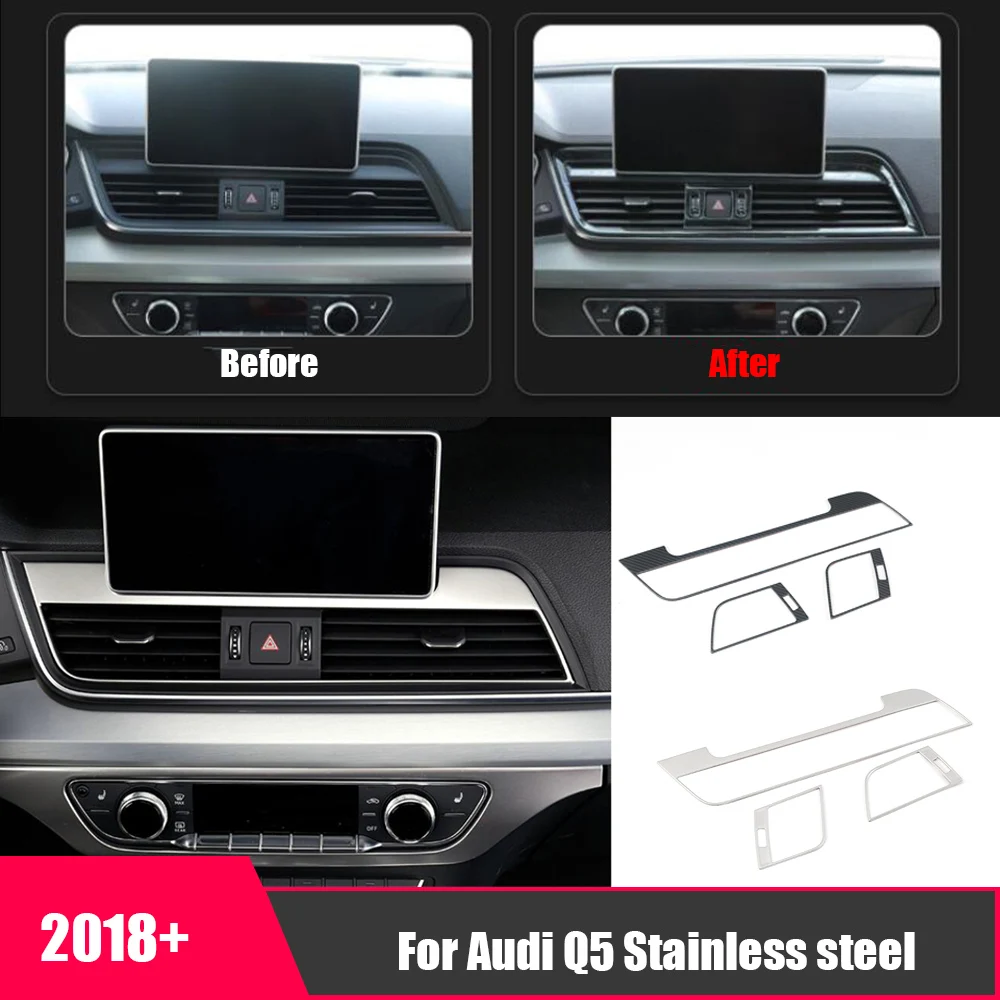 

For Audi Q5 2018-2022 Stainless steel LHD Car middle left right Air conditioner front air outlet panel Cover Trim accessories