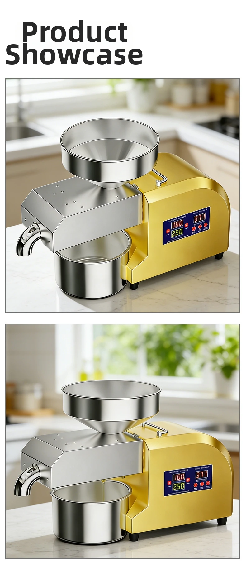 Z7 1200W Kommerzielle Ölpresse aus Edelstahl 304 - Automatisch für Erdnüsse/Sesam/Raps, Hocheffizient für den Haushalt – Detail 18