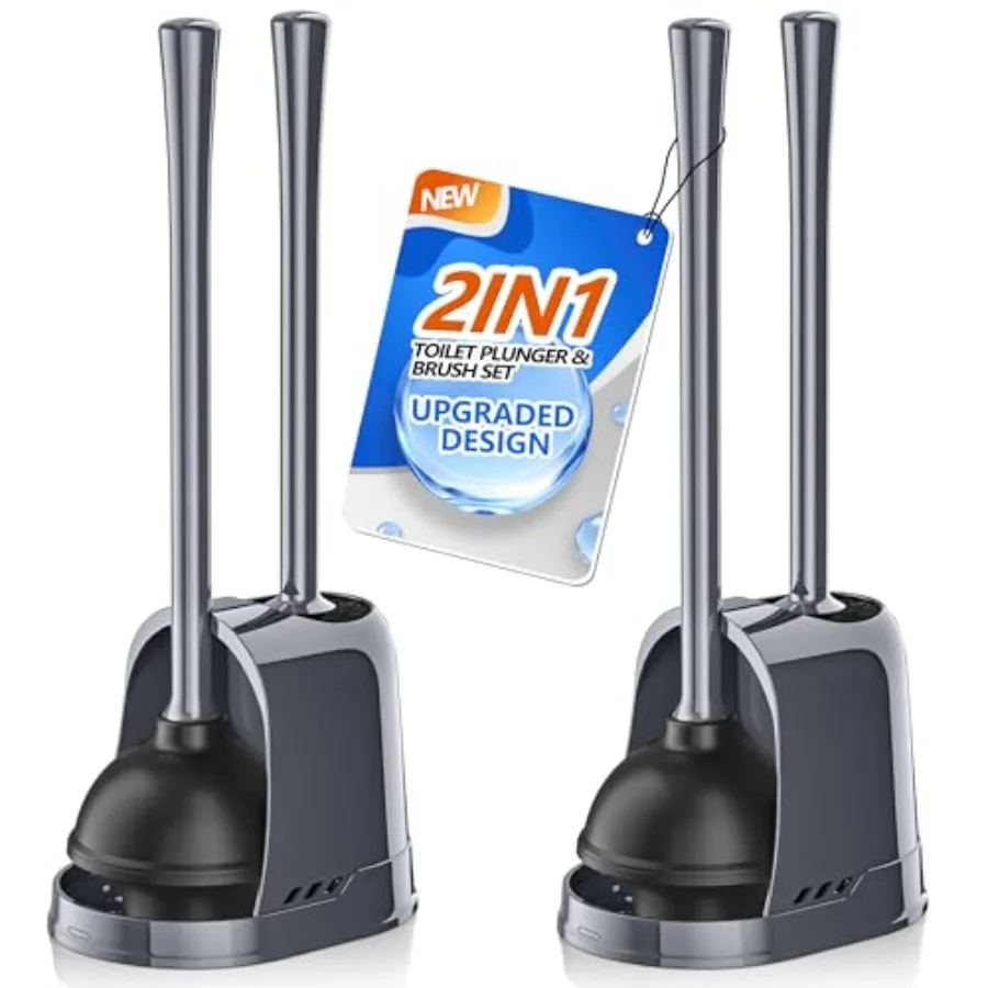 

Toilet Plunger and Brush2 Pack Bowl Brush and Heavy Duty Toilet Plunger Set with Ventilated Holder 2-in-1 Toilet Brush and Plun