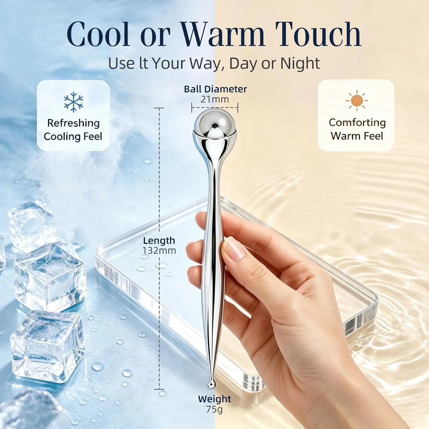 Metal Face Roller Massager Eye Roller for Puffy Eyes Ice Roller with Acupressure Pen Manual Massage Tool for Lymphatic Drainage - view 4