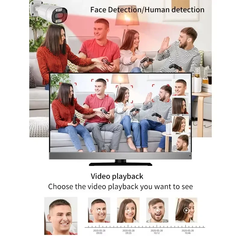 Kit de sistema de cámara de videovigilancia POE 4K 8MP 8CH para exteriores detección facial AI grabación de Audio visión nocturna en Color XMEye
