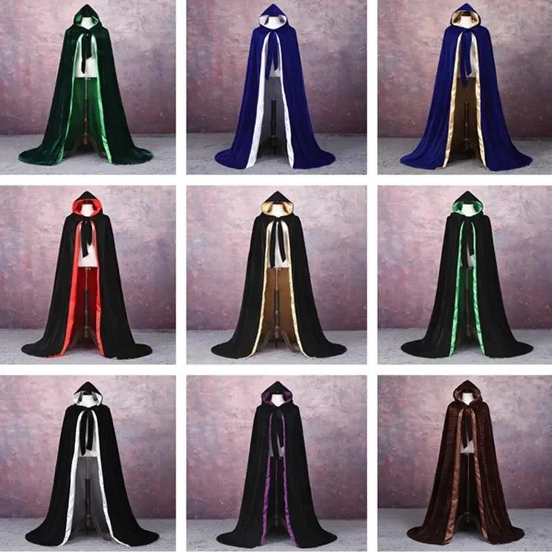 

Medieval Halloween Cosplay Cloak Hooded Coat Vintage Gothic Cape Coat Long Trench Halloween Cosplay Costume Wizard Cloak