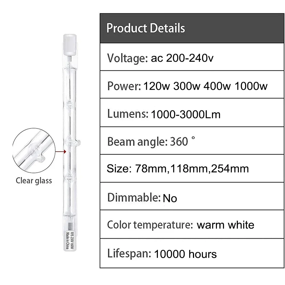 Lâmpada halógena J78 80W 220V Luz Do Tubo Da Lâmpada de Tungstênio de Iodo R7S R7S Luz de Inunda