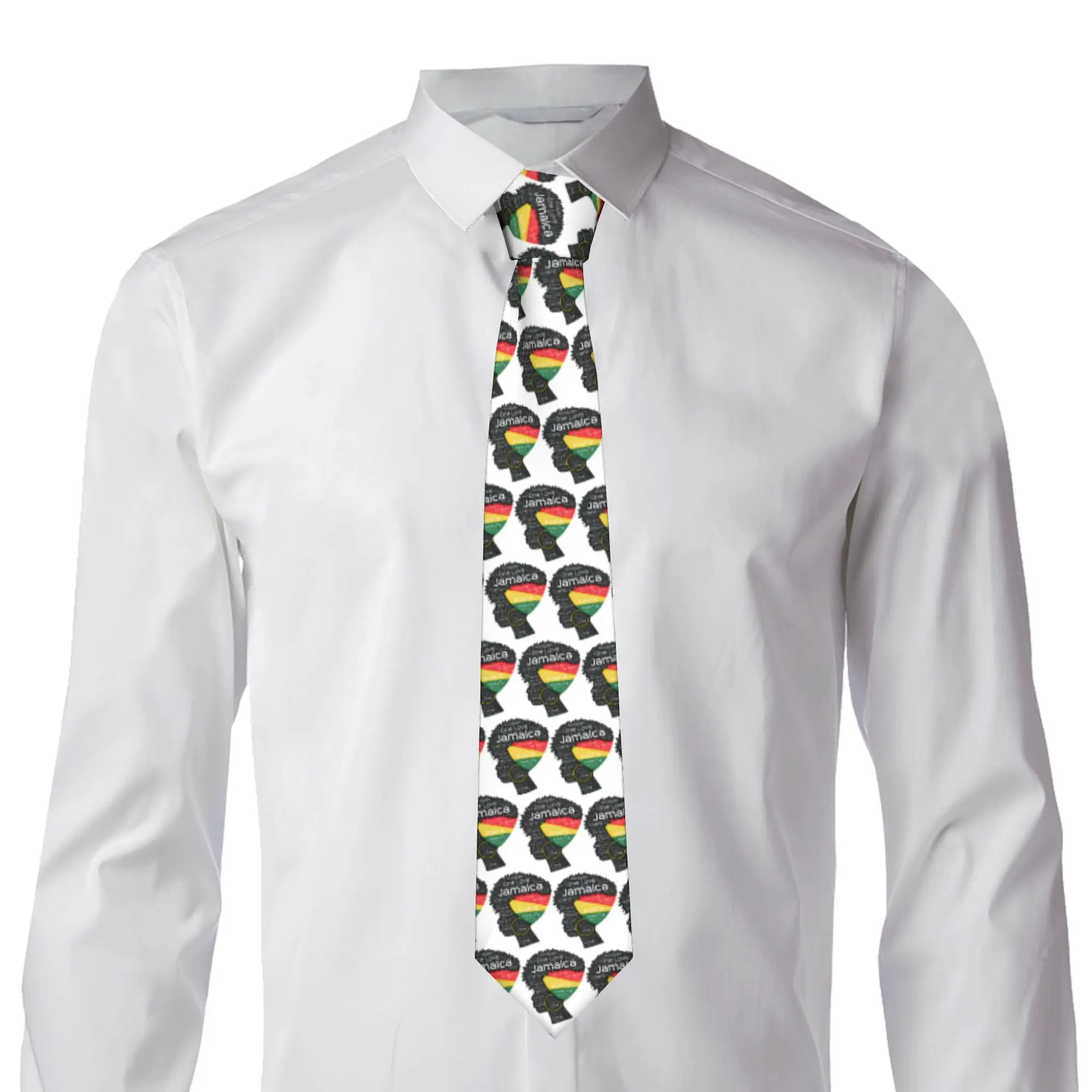 Formal Jamaica Jamaican Woman Afro Puff Neck Ties Mens Silk Afro Word Art Necktie for Business Gravatas