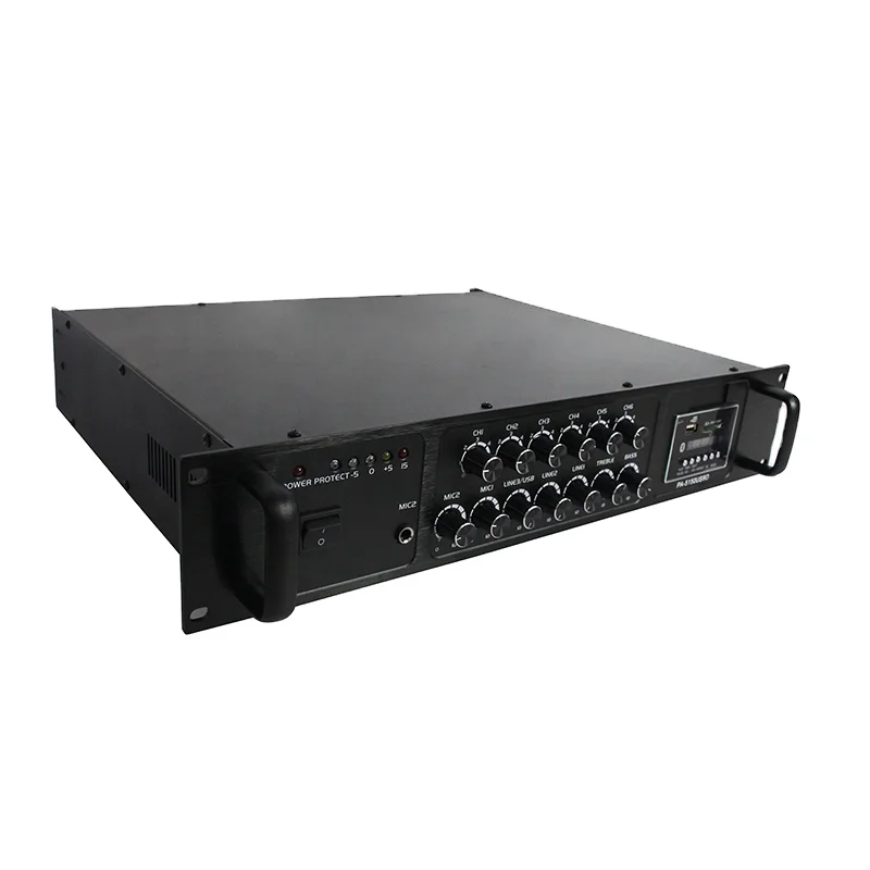 2U 350W Black 6 Partitions Independent Volume Control PA System Professional Audio Amplifier