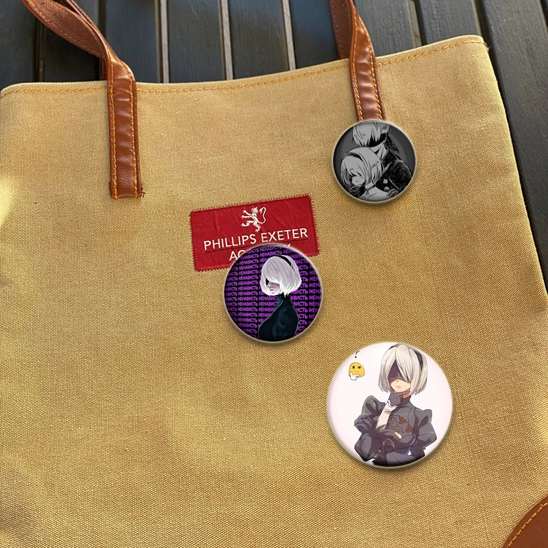 32/58 مللي متر أنيمي زر دبوس Yorha الشكل NieR Automata شخصيات اللعبة الشعبية Fanart الكرتون دبابيس أيقونة شارة اكسسوارات الهدايا #4