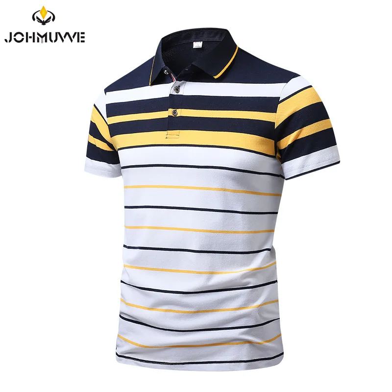 Summer Men\'s Striped Short Sleeve POLO Casual Short Sleeve Top Men\'s Polo Short Sleeve T-shirt