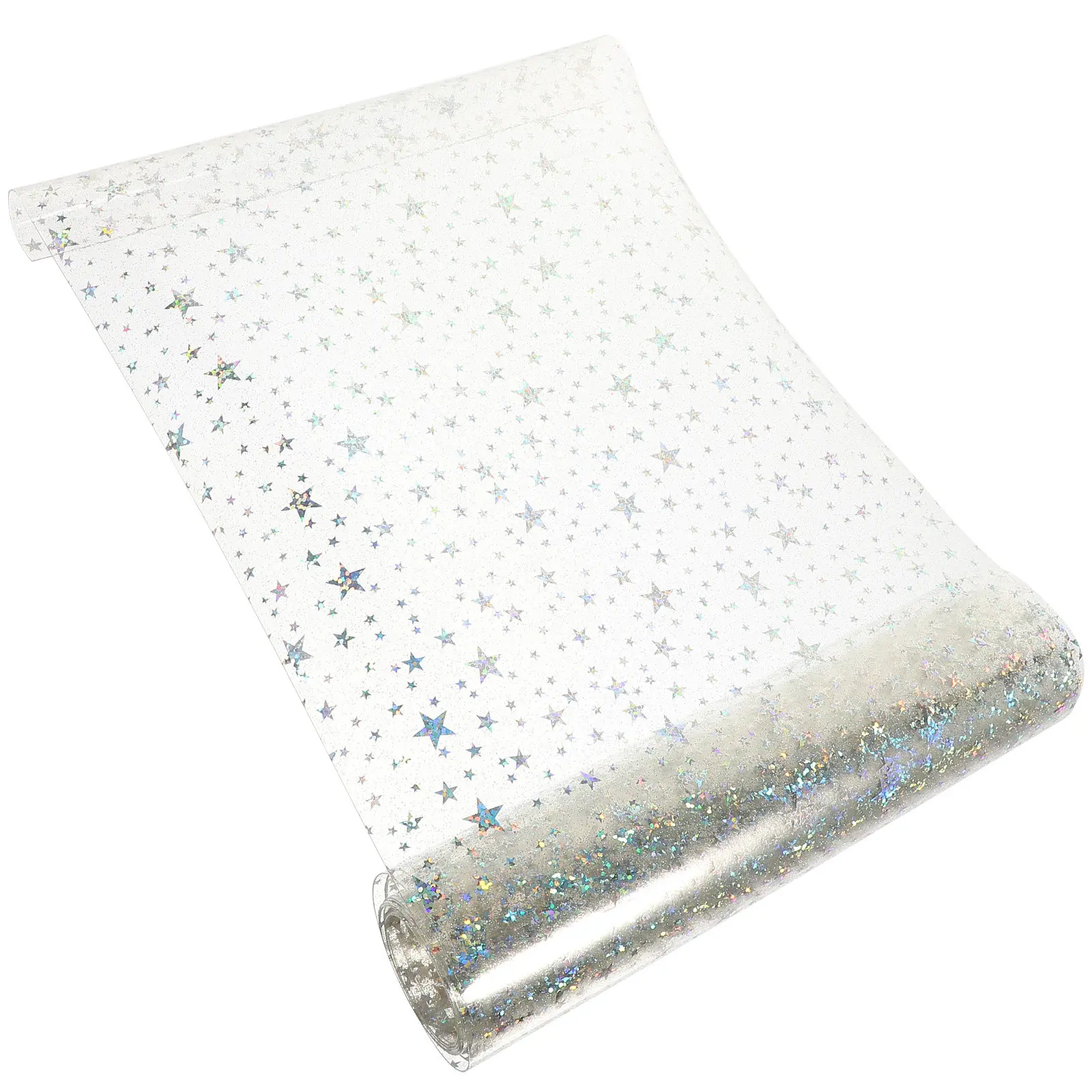 Clear Star PVC Film Bright Shiny Holographic Transparent Glitter DIY Craft Material for Phone Cover Handbag Hair Bow