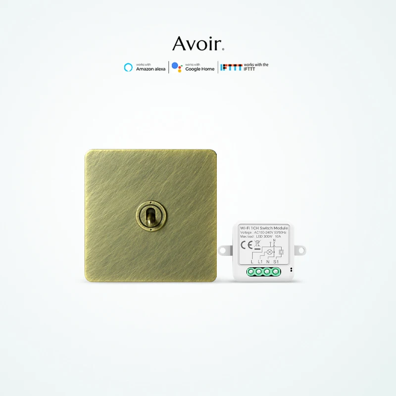 

Avoir Wifi Mini Module Wireless Switches Bronze Retro Brass Lever Switch Toggle Switches 1-4 Gang 2 Way Button Switch For Houses
