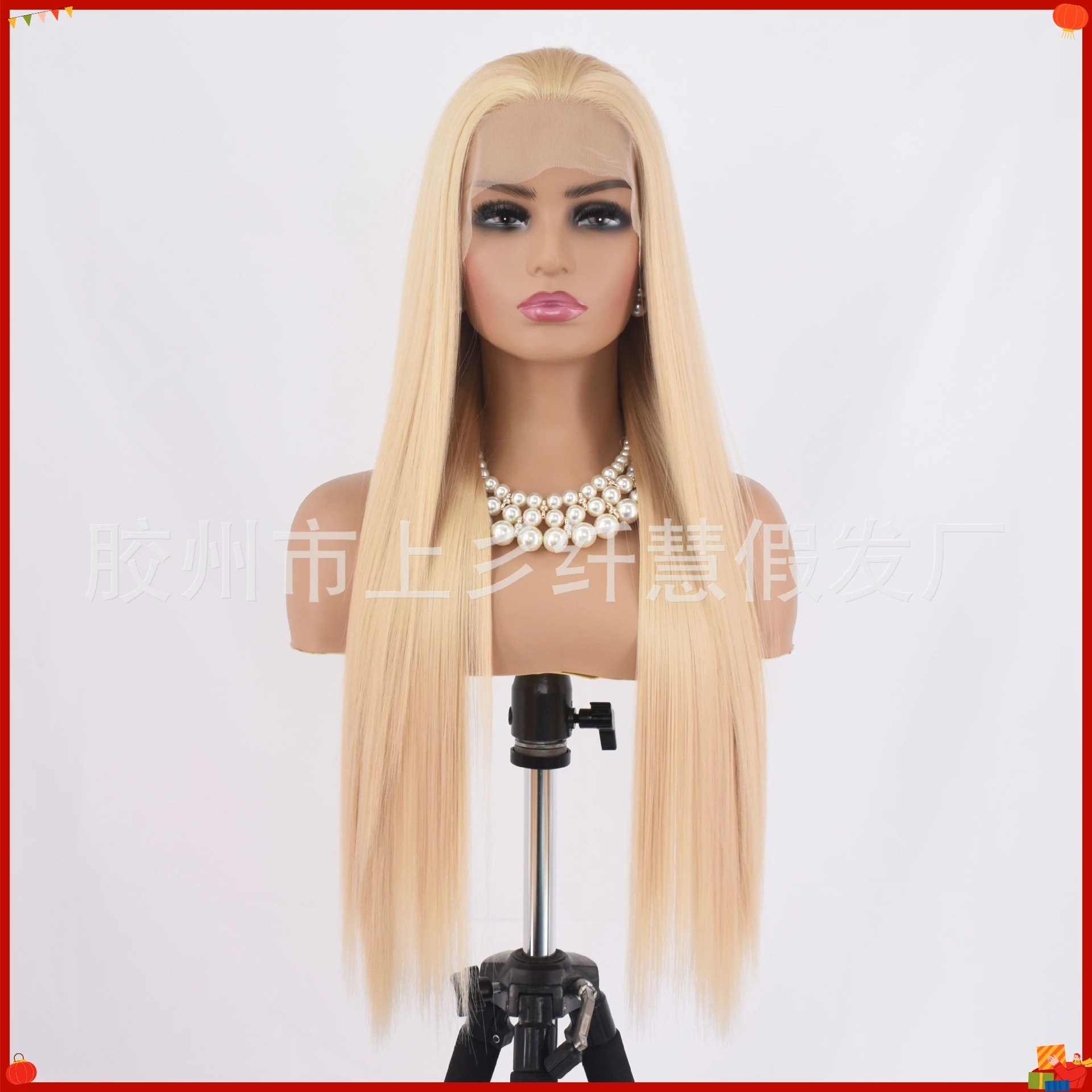 Synthetic New Arrival Light Blonde Hand-Tied Front Lace Long Straight Matte Fiber Wig for Women Cosplay Party Wholesale