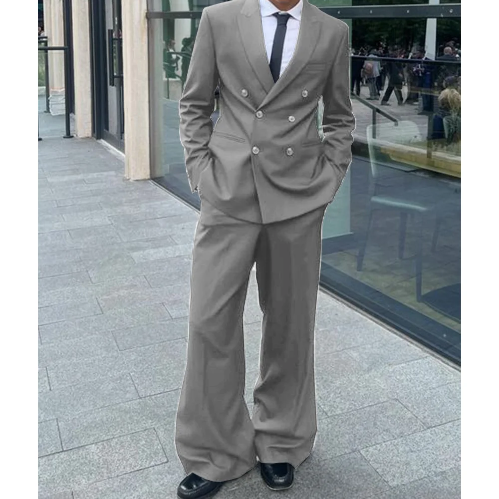 Men's Suit Two-piece Double-breasted Casual Fashion Suit Slim Body Comfortable Workwear Jackets Man Clothing Elegant Men's Suits