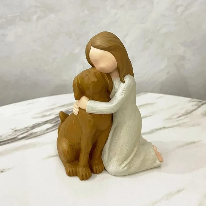 Love My Black Dog Figurines Statues Black Dog Angel Friendship Remembrance Gifts Office Home Desktop Decor Gifts For Dog Lovers