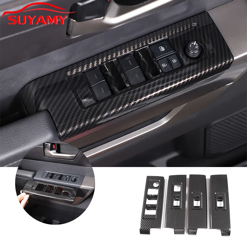

ABS Car Window Lift Switch Button Frame Cover Trim Stickers For 2022-2023 Toyota Tundra Auto Interior Accessories