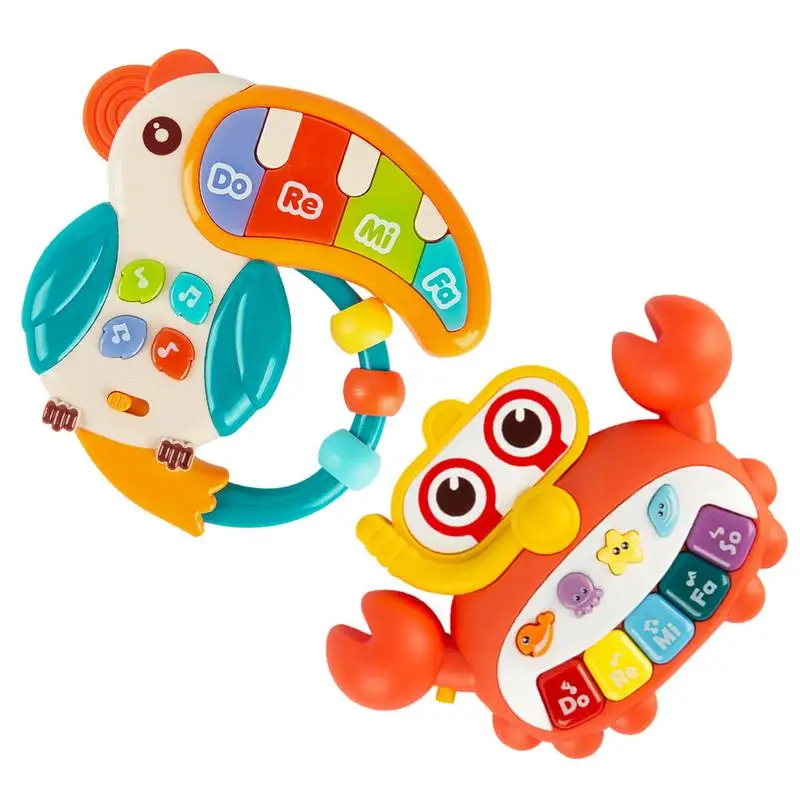 Piano Toy for Babies Battery Powered Piano Keyboard Toys Crab/Bird Shape Interactive Toy Early Education Musical Instrument