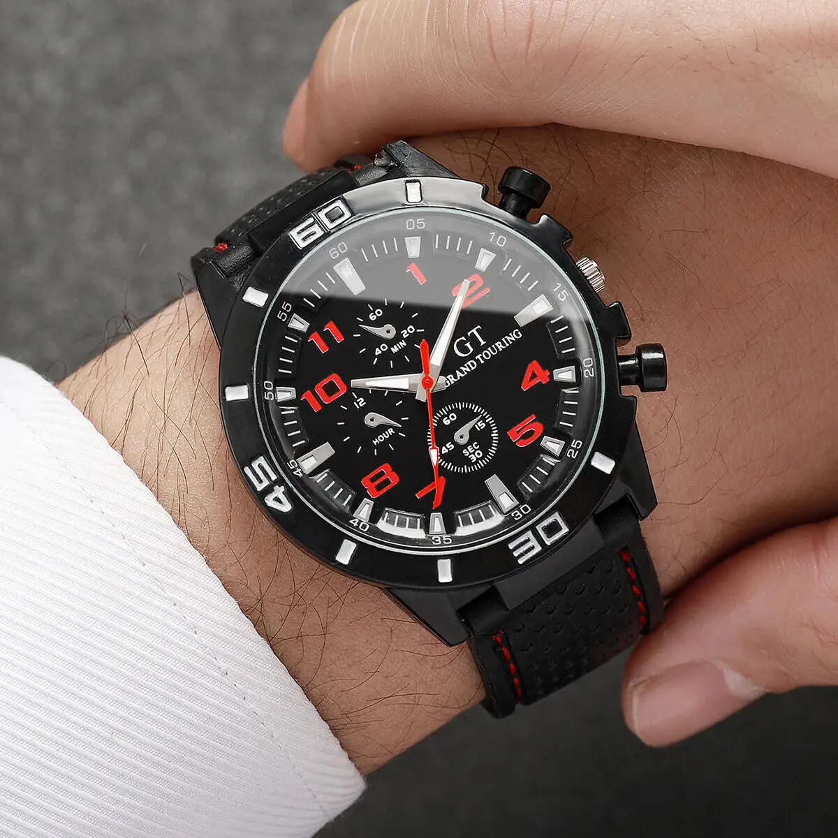 Casual Silicone Band Men Sports Watches Arabic Dial Men's Quartz Wristwatch Clock Reloj Hombre（Without Box）