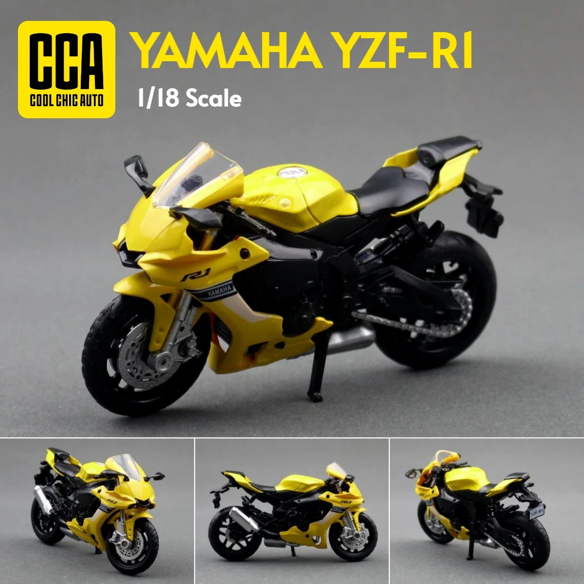 1/18 yamaha YZF-R1 brinquedo motocicleta diecast metal veículo em