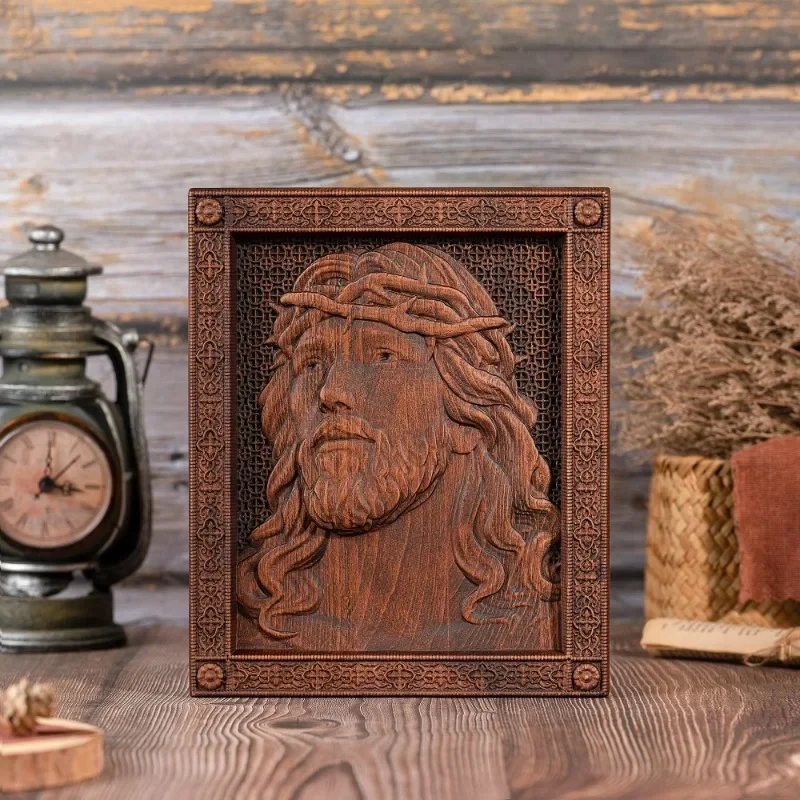 

Vantage Jesus Crown of Thorns, Wood Carving, Christian Figure, Catholic Saint, Jesus Christ Wall Decor, Wooden Icon Gift