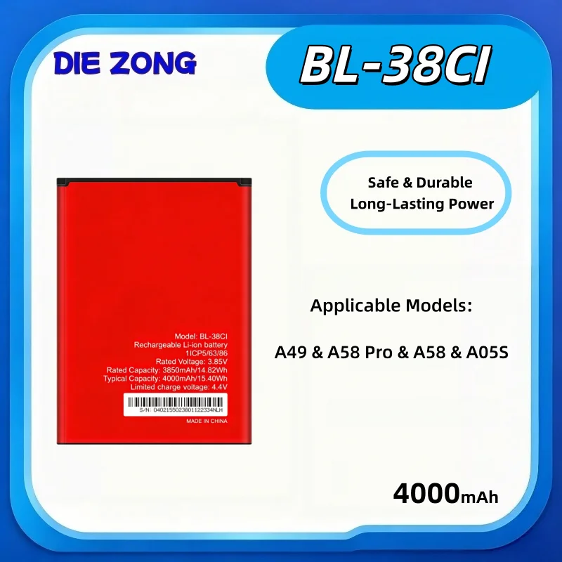 4000MAh The New BL-38CI Is Suitable for Itel Transsion A05S/A49/A58 Pro/A58 Mobile Phone Battery 4000mah Lasting Battery Life