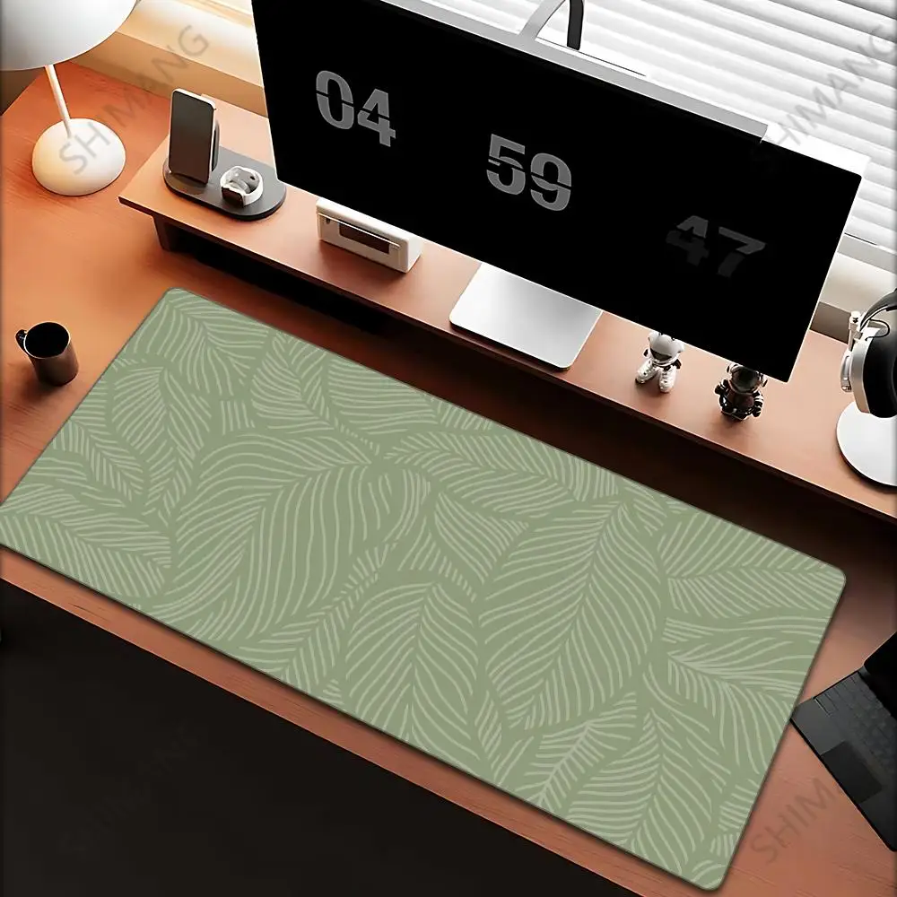 

Sage Green Mousepad Desk Mat cute Multiple sizes stitched edges Boho chic green leaves nature mouse pad large extended deskmats