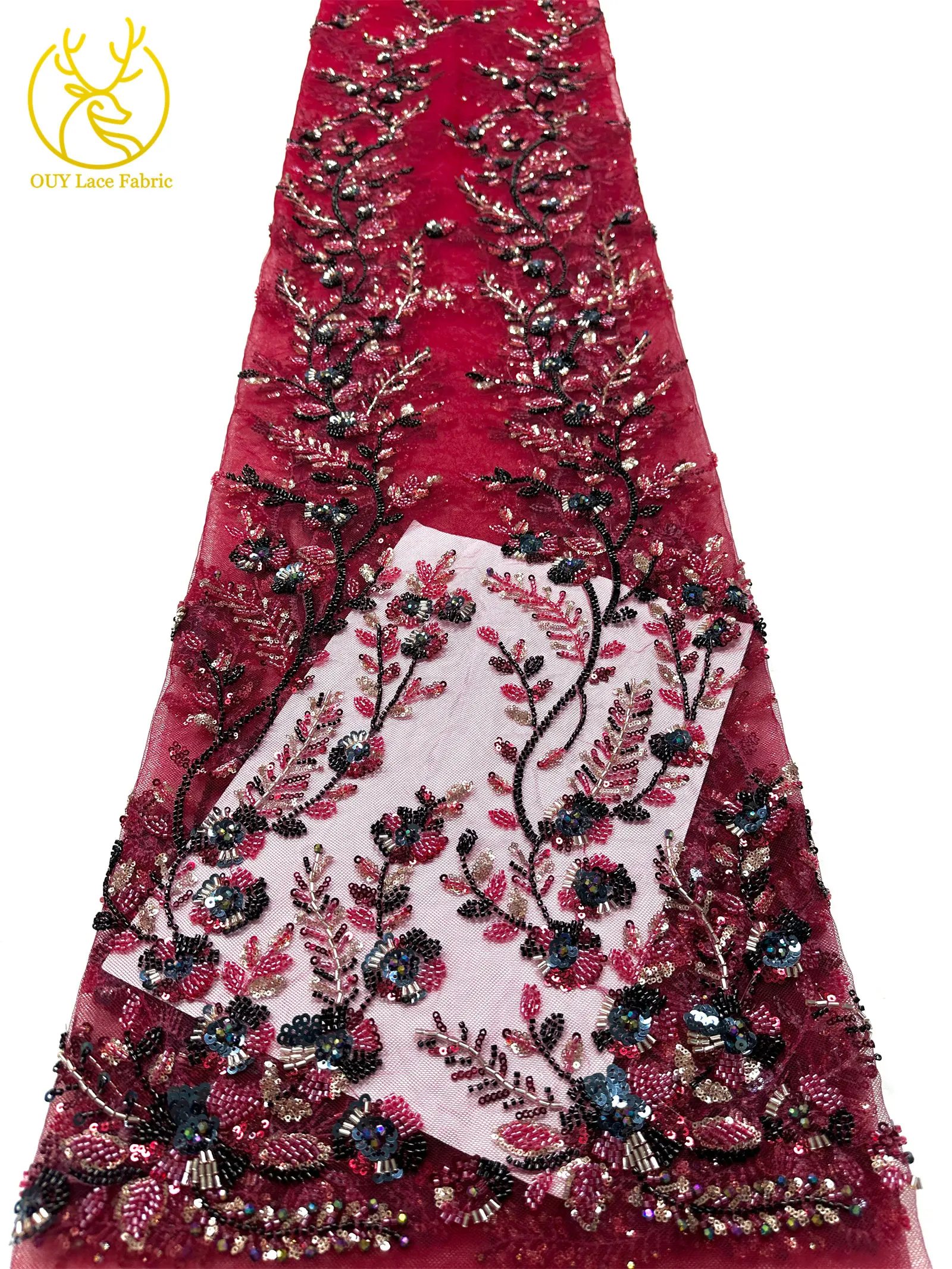 جديد دقيق الأفريقي مطرز أقمشة الدانتيل 5 ياردة جودة عالية الفرنسية الترتر تول أقمشة الدانتيل لنيجيريا فستان الزفاف الخياطة