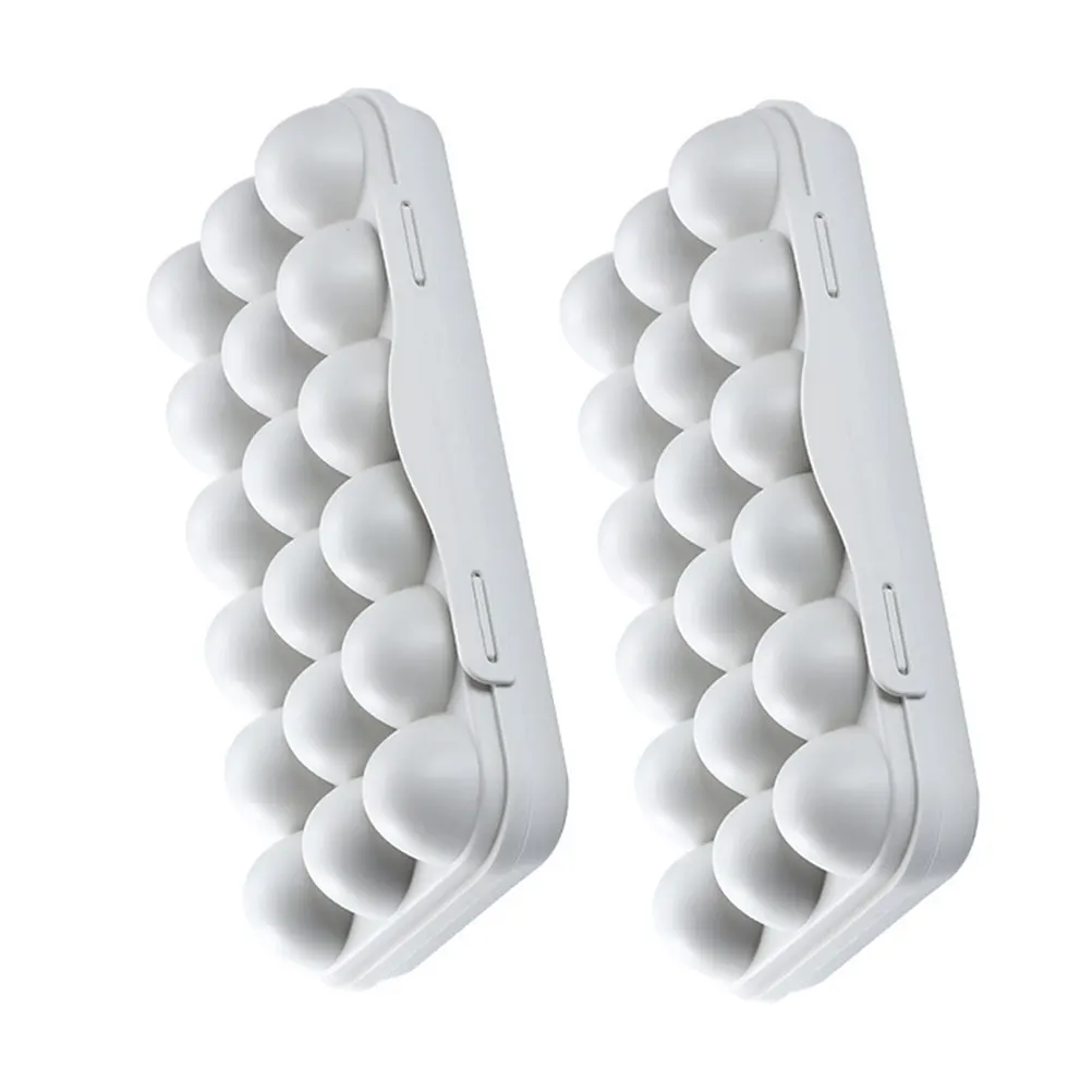 2Pcs Plastic Egg Storage Tray Egg Holder 18 Grids Stackable Refrigerator Organizer Anti-Collision Shatterproof Grey