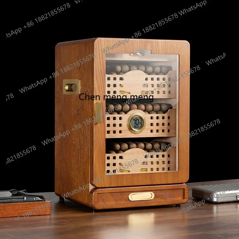Q181 German Imported Cigar Box Four-Layer Large Capacity with Smoking Accessories Drawer Humidifier Cedar Wood Cigar Cabinet