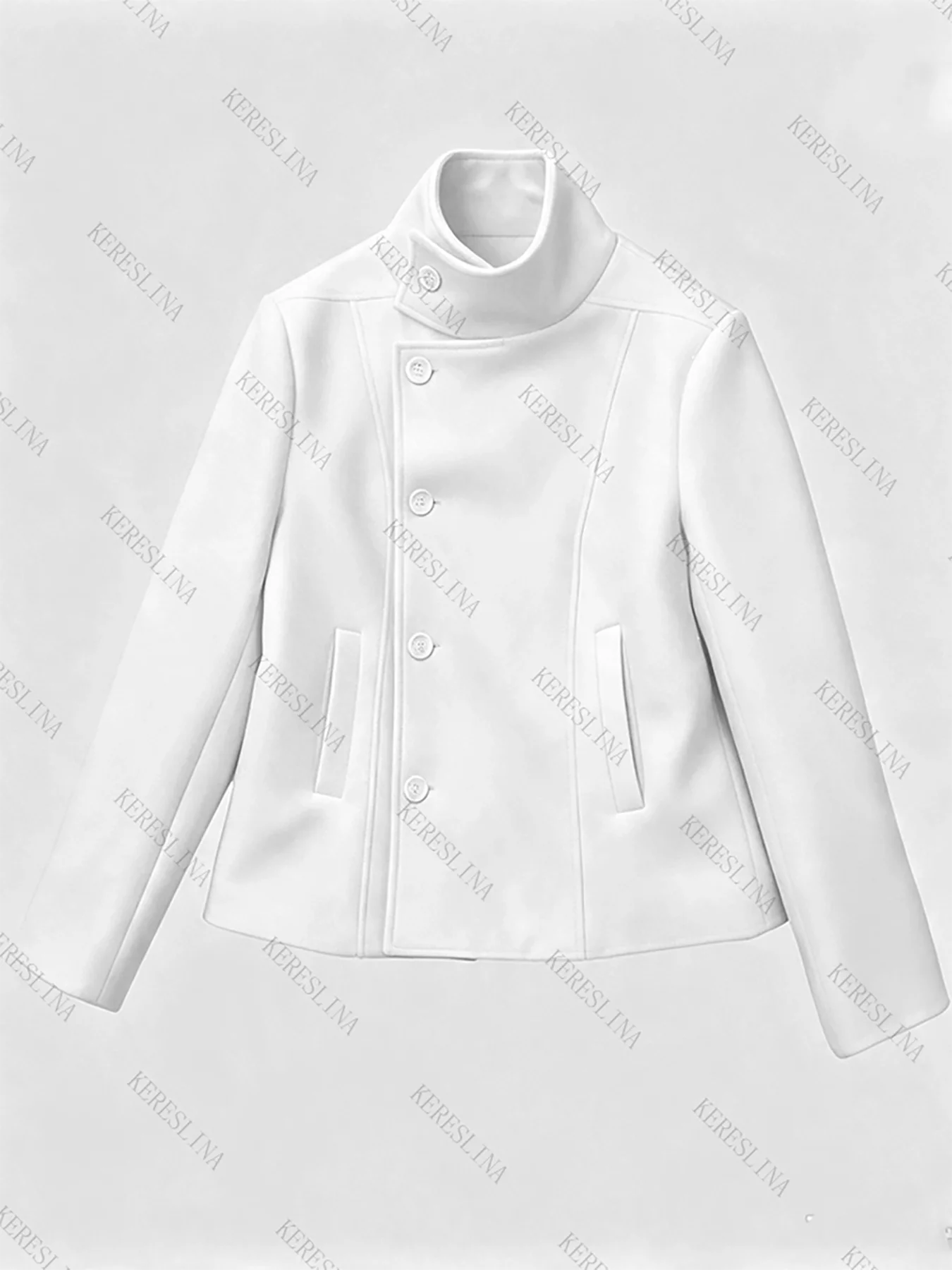 Herbst und Winter Neue Koreanische 2000er College-Style Dicke Stehkragen-Kurzjacke mit Diagonalen Knöpfen und Kapuze – Detail 6
