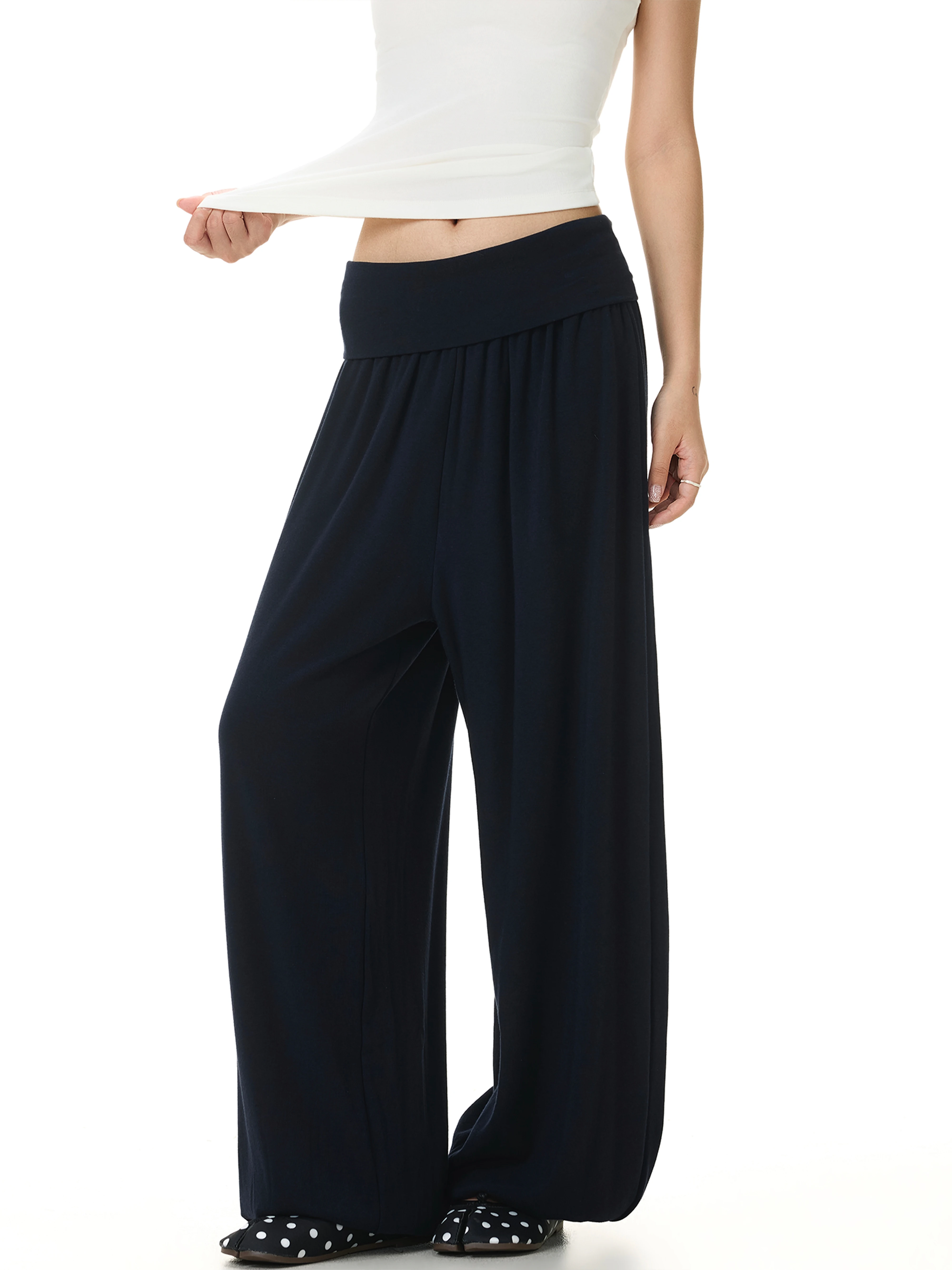 American Style Retro Trousers Loose Wide Leg Casual Lantern Cuffed Pants Fall Season High Waist Design CleanFit Long Trousers