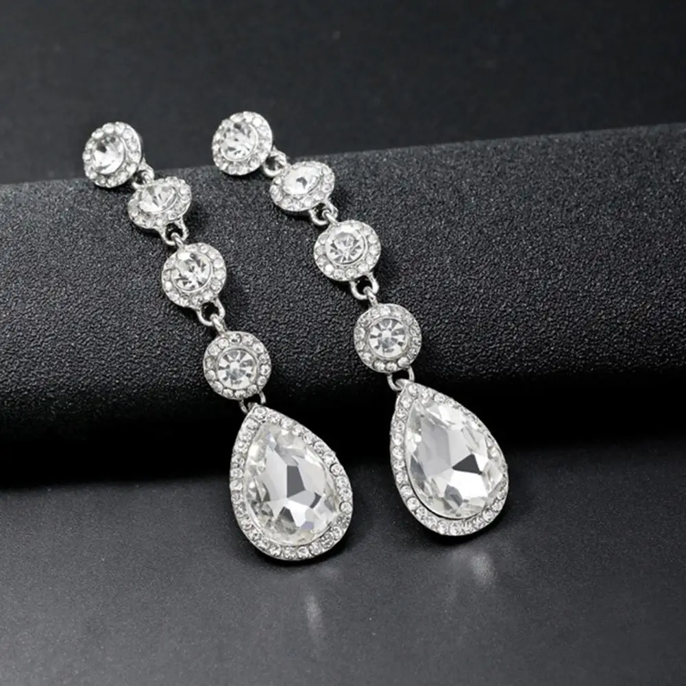 Versatile Fashion Earrings Sparkling Rhinestone Dangle Earrings Non-irritation Jewelry Accessories for All-match Fashionable