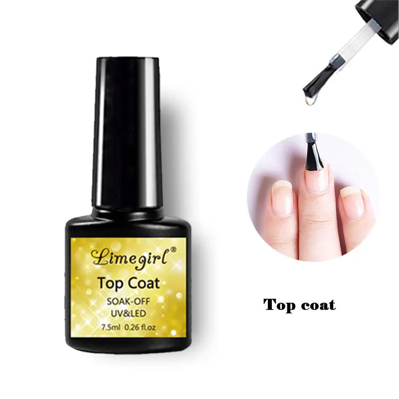 Limegirl 8ml Top Coat Gel Polish Shiny Soak Off For Manicure Nails Art Decorations Varnish Top Coat UV Gel