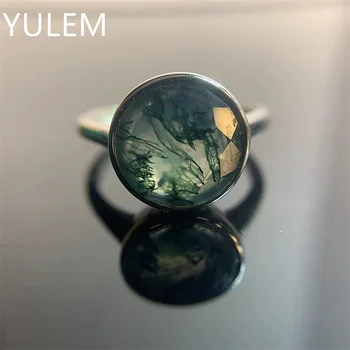 Natural Moss agate gemstones ring for man solid 925 sterling silver wedding engagement bridal unique gift fine jewelry