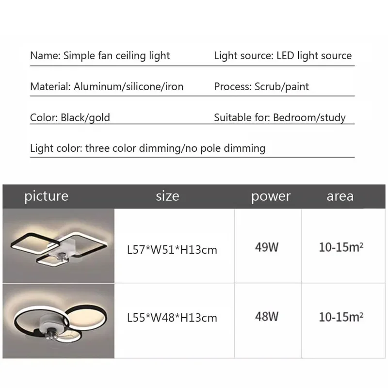 Imagem -06 - Estilo de Luz Ventilador Led Vento Moderno Redondo Linha Quadrada Mudo Cabeça Oscilante Ventilador Teto Luz Quarto Sala Estar Estudo Luz Novo