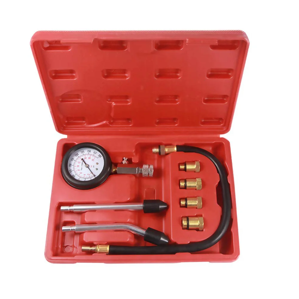 Gasoline Engine Compression Tester Car Pressure Gauge Tester Meter Auto Petrol Gas Engine Cylinder with M10 M12 M14 M18 Adapter