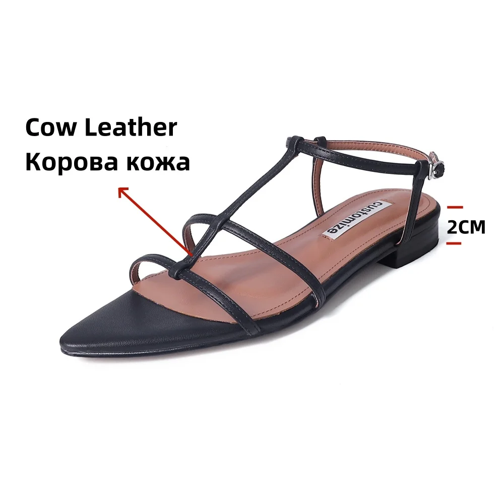 FEDONAS Fashion New Women Low Heels Sandals Genuine Leather Pointed Toe Buckles Rome Style Summer Shoes Woman Sandals