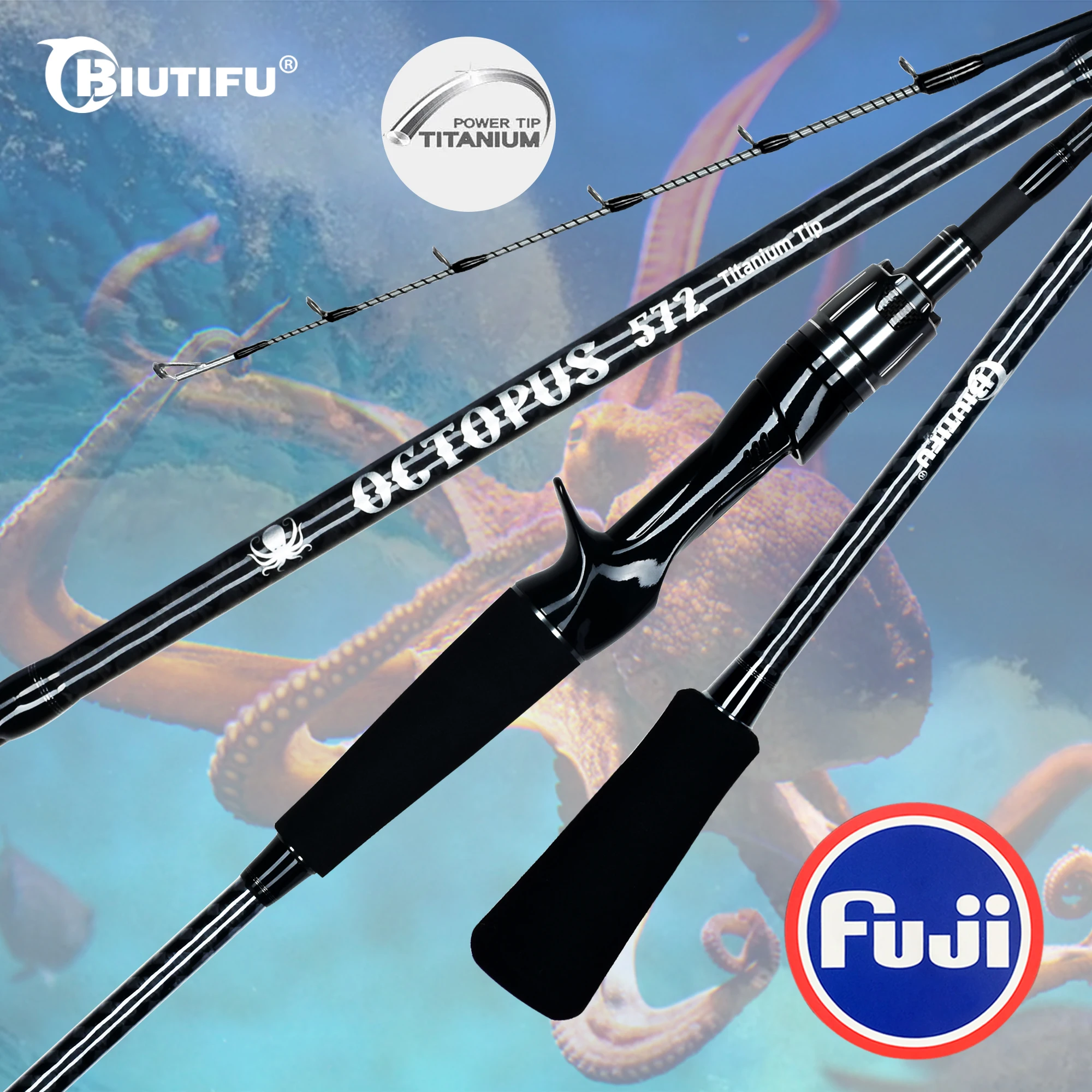 BIUTIFU Titanium Tip Octopus Casting Jigging Fuji Fishing Rod 1 7m Power 25 120g T1000 Carbon