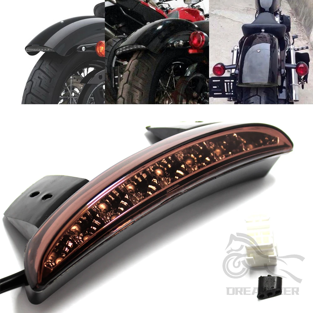 Motorcycle Chopped Rear Fender LED Brake License Plate Tail Light Stop Running Turn Signal Lamp For Harley Sportster XL 883 1200