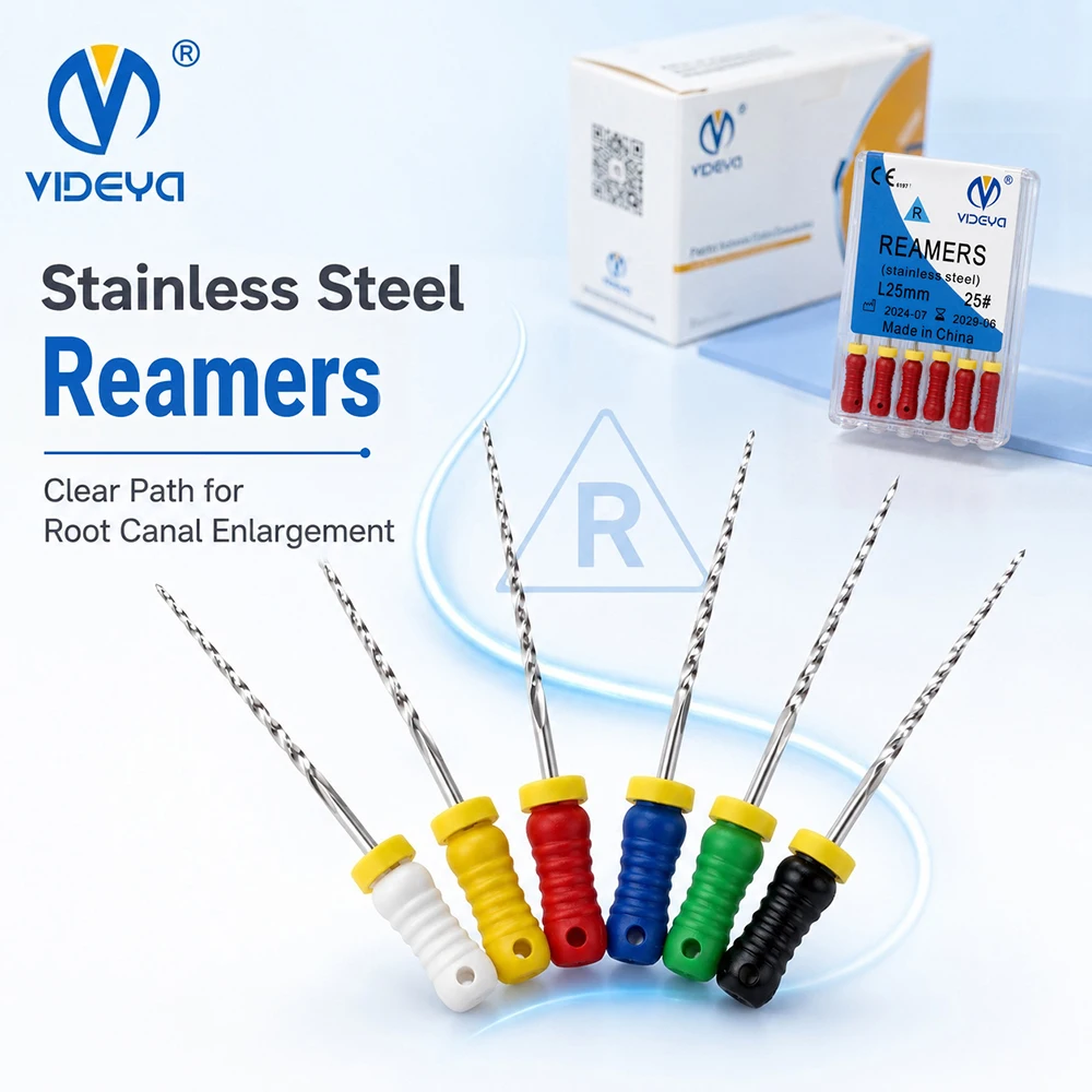 Root Canal Hand Reamers Stainless Steel Endodontic Dental Instruments for Manual Canal Preparation Enlargement 21mm 25mm 31mm