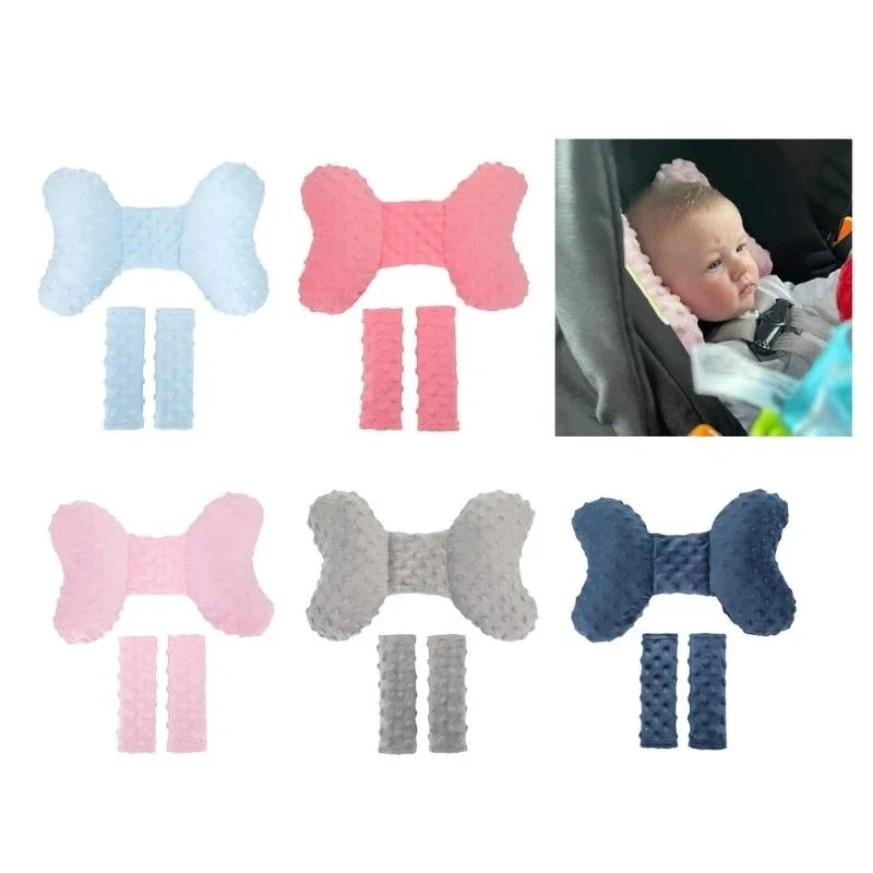 

J15U Baby Head Support with Strap Covers set Infant Head Support Pillow for Car