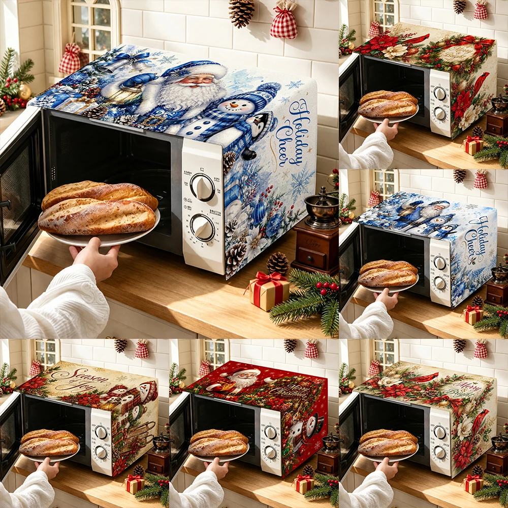 1pc Christmas Microwave Oven Cover, Festive Holiday Kitchen Decor Protector for Microwave