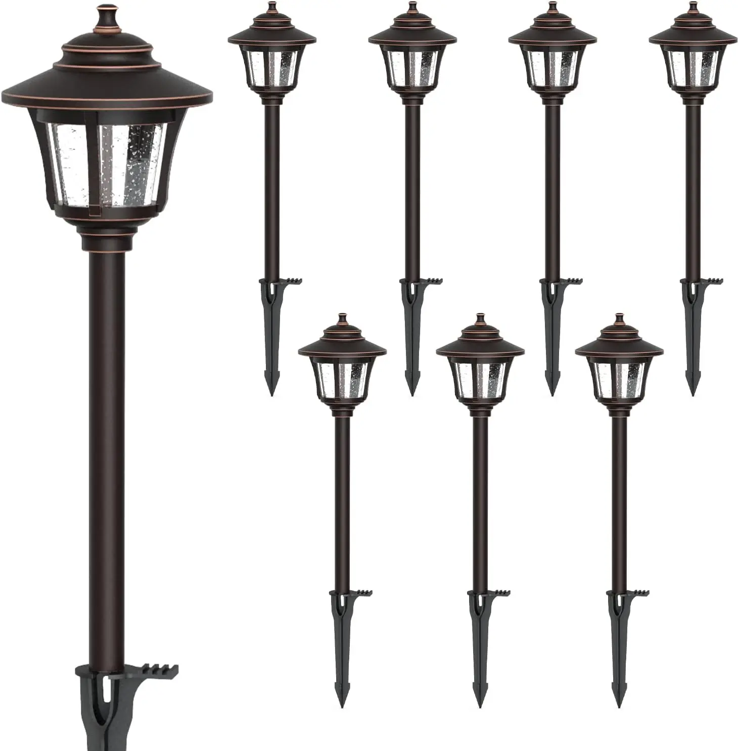 

Low Voltage Landscape Lighting Oil Rubbed Bronze 8PK Path Lights Low Voltage 3W LED 120 Lumen 3000K Warm White with Cable Connec