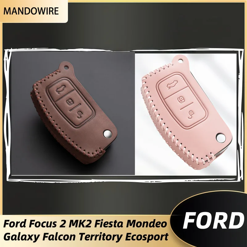 

Leather Car Remote Key Cover Case for Ford Fiesta Focus 2 Ecosport Kuga Escape Falcon B-Max C-Max Eco Sport Galaxy