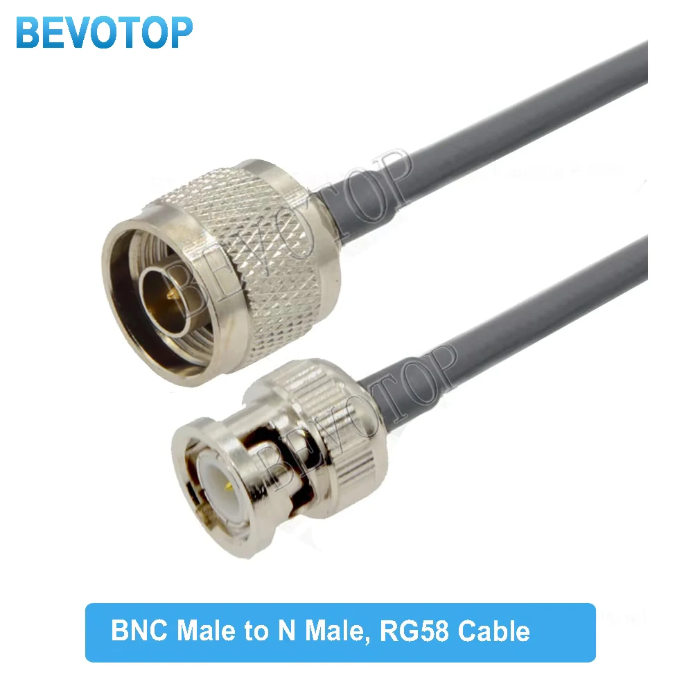 1PCS BNC Male to N Male Plug RG58 Cable 50 Ohm RF Coaxial Extension Jumper Pigtail for Video CCTV Camera