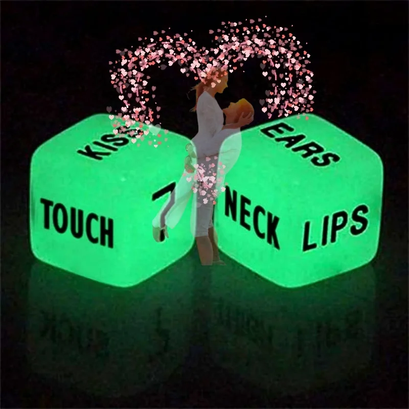 2pcs 6 Faces Dice Glow in The Dark Love Dice - for Couple, Anniversary, Valentines Day, Gift for Him, Her, Husband, Wife, BF,GF